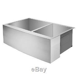 33x21x10 Country Farmhouse Stainless Steel Double Bowl 16g Apron Sink