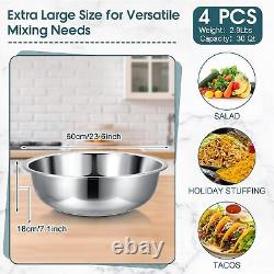 4 Pcs Stainless Steel Mixing Bowls Metal Mixing Bowls Extra Large Bowl Salad