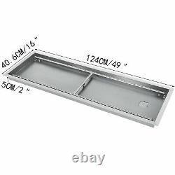49x16 Drop-In Fire Pit Pan with Burner Rectangular Fire Bowl DIY Fire Pit