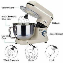 5.8QT 6 Speed Control Electric Stand Mixer with Stainless Steel Mixing Bowl Food