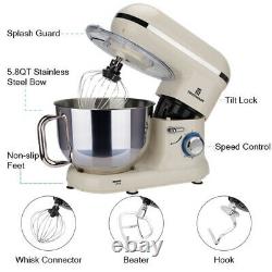 5.8QT 6 Speed Electric Stand Mixer with Stainless Steel Mixing Bowl Food Mixer