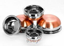 5 Pcs Cooking Bowl/ Handi Of Stainless Steel With Copper Bottom Kitchen Serving