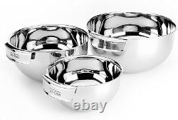 5 Quart Metal. 3 Kitchen Accessories Stainless Steel Mixing Bowls Set 1.5