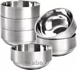 6 Pack 18/8 Stainless Steel Bowls Double Walled Insulated Soup Bowls 12 Oz