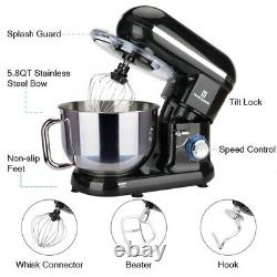 6-Speed Control Electric Stand Mixer 5.8QT with Stainless Steel Mixing Bowl Food
