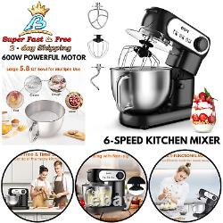 6 Speed Kitchen Electric Stand Mixer 600W Powerful Motor Stainless Mixing Bowl