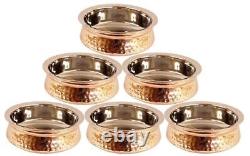 6 Steel Copper Se of Serve ware Bowls Handi For Serving Dishes Tableware Bowl