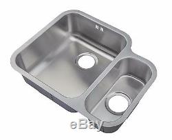 600 x 480mm Satin Undermount 1.5 Bowl Stainless Steel Kitchen Sink (D12L)