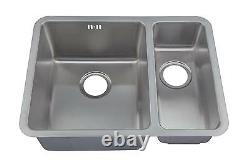 616 x 461mm Brushed Undermount 1.5 Bowl Stainless Steel Kitchen Sink (D03L)