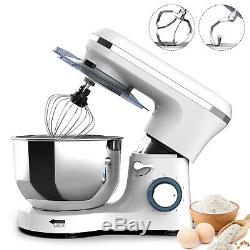 7QT Electric Food Stand Mixer 6 Speed 660W Tilt-Head Stainless Steel Bowl White