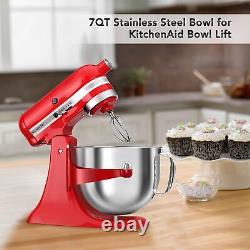 7QT Stainless Steel Mixer Bowl Compatible with Kitchenaid Stand Mixers, Kitch