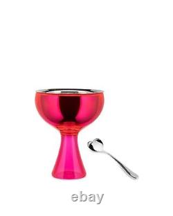 ALESSI New Big Love Ice Cream Bowl & Spoon Pink & Ice Colour BUNDLE