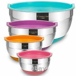 Airtight Non-Slip Bottom 4 Sizes Stainless Steel Mixing Bowls (4 bowls)
