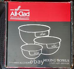 All Clad 3 Piece 1.5 3 5 qrt Mixing Bowls Set Stainless Steel Brand New in Box
