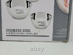 All-Clad Polished Stainless Steel 3-Pcs Mixing Bowl Set 1.5, 3, 5 QT with Handles