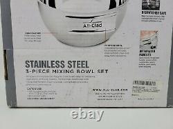 All-Clad Polished Stainless Steel 3-Pcs Mixing Bowl Set 1.5, 3, 5 QT with Handles