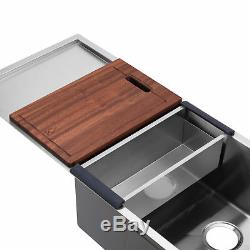 BAI 1252 45 Handmade Stainless Steel Kitchen Sink Single Bowl With Drainboard