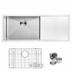 BAI 1253 45 Handmade Stainless Steel Kitchen Sink Single Bowl With Drainboard
