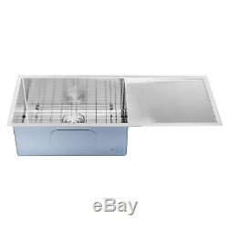 BAI 1253 45 Handmade Stainless Steel Kitchen Sink Single Bowl With Drainboard