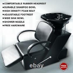Backwash Unit Shampoo Ceramic Sink Bowl Barber Chair Adjustable Footrest Salon