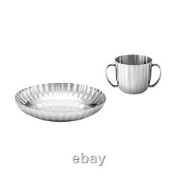 Bernadotte by Georg Jensen Stainless Steel Child Set Deep Plate & Cup New