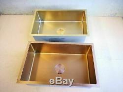 Burnished Brass Gold stainless steel double bowl kitchen sink hand made 1.5 mm