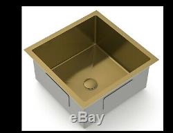Burnished Brushed Brass Gold stainless steel kitchen sink R10 trough pantry bowl