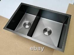 Burnished gun metal Black stainless steel double bowl kitchen sink R10 690450mm