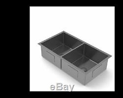 Burnished gun metal Black stainless steel double bowl kitchen sink R10 hand made