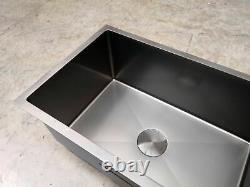 Burnished gunmetal Black stainless steel kitchen single sink trough 280 mm deep