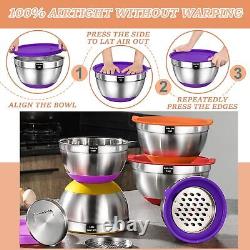 Chef Mixing Bowls with Airtight Lids, 26Pcs Stainless Steel Bowls Set, 3 Grater