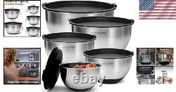 Classic Black Stainless Steel Mixing Bowls Set Dishwasher Safe & Airtight