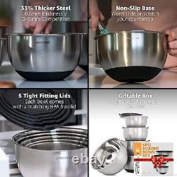 Classic Black Stainless Steel Mixing Bowls Set Dishwasher Safe & Airtight