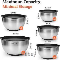 Classic Black Stainless Steel Mixing Bowls Set Dishwasher Safe & Airtight