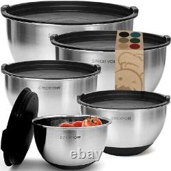 Classic Black Stainless Steel Mixing Bowls Set Dishwasher Safe & Airtight