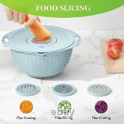 Colanders Food Strainers Stainless Steel Rotatable Kitchen Colander Bowl Blue