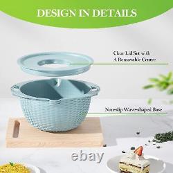 Colanders Food Strainers Stainless Steel Rotatable Kitchen Colander Bowl Blue