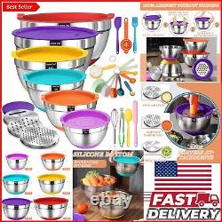 Colorful 26-Piece Mixing Bowls Set with Non-Slip Bottoms & 3 Grater Attachments