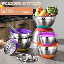 Colorful 26-Piece Mixing Bowls Set with Non-Slip Bottoms & 3 Grater Attachments