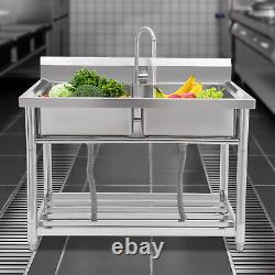 Commercial 201 Stainless Steel Sink for Restaurant, Kitchen Sink Double Bowl