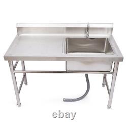 Commercial Sink Bowl Stainless Steel Kitchen Catering Prep Table 1 Compartment