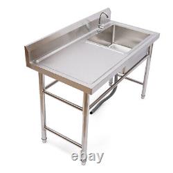 Commercial Sink Bowl Stainless Steel Kitchen Catering Prep Table 1 Compartment