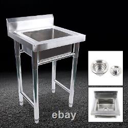 Commercial Stainless Steel Mount Standing Kitchen Sink Single Bowl Sink 250mm