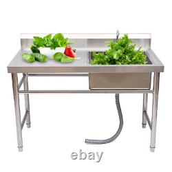 Commercial Stainless Steel Sink Bowl Kitchen Catering Prep Table+ 1 Compartment