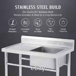 Commercial Stainless Steel Sink Bowl Kitchen Catering Prep Table 1 Compartment