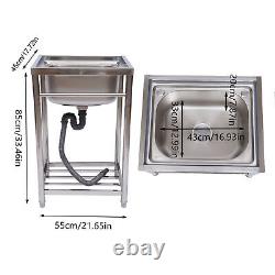 Commercial Stainless Steel Sink Kitchen Sink 1Compartment Single Bowl Basin Sink