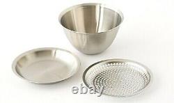 Conte Stainless Bowl Flat Colander Tray Set of 3 Stackable Compact 180 Japan