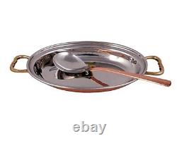 Copper Stainless Steel Lunch & Dinner Serving Platter Bowl Spoon Pack of 4