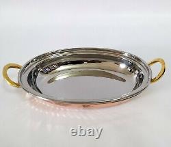 Copper Stainless Steel Lunch & Dinner Serving Platter Bowl Spoon Pack of 4