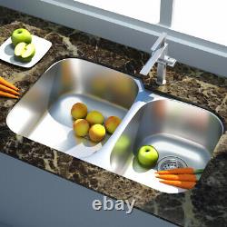 Costway 32 UnderMount 60/40 Double Bowl Kitchen Sink Stainless with Accessories